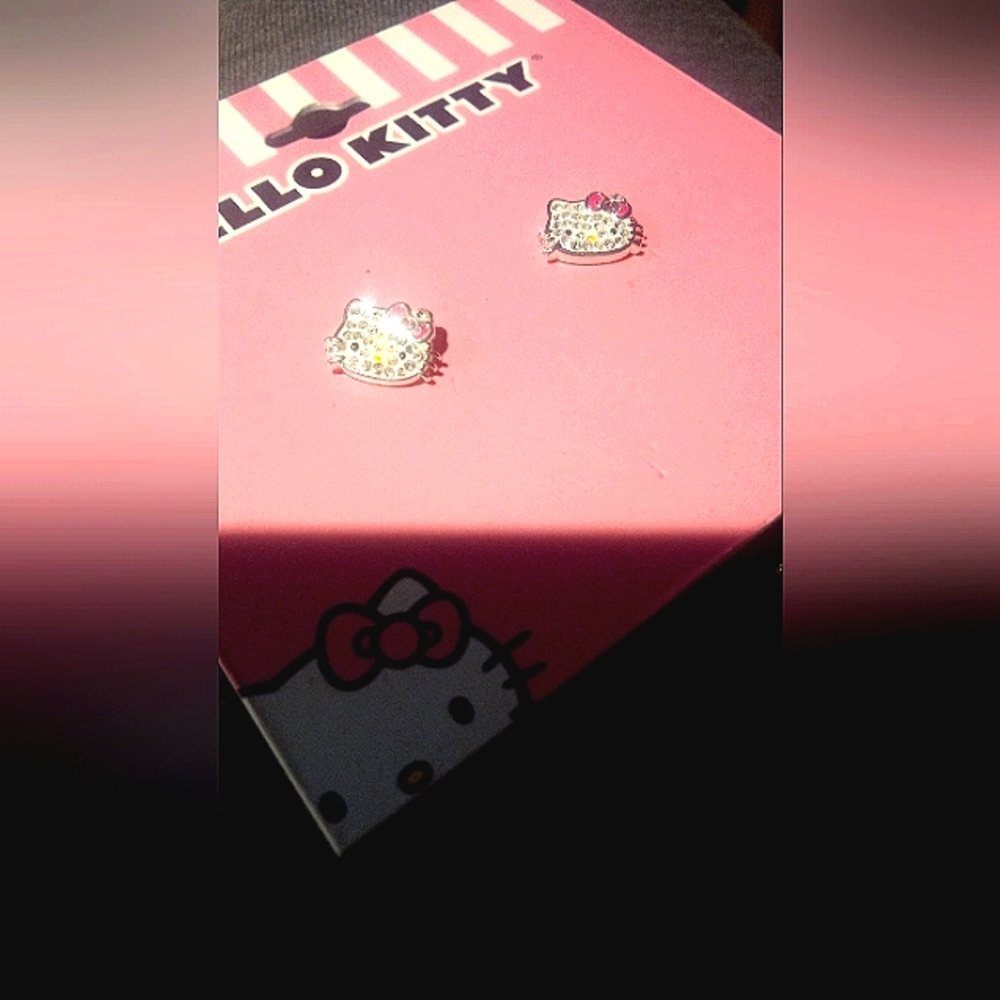 Pair of Authentic, Fine Silver Plated, Hello Kitty Earrings